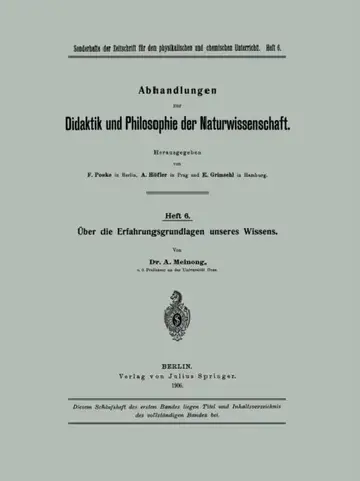 Cover of Über Die Erfahrungsgrundlagen Unseres Wissens