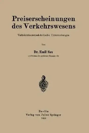 Cover of Preiserscheinungen Des Verkehrswesens