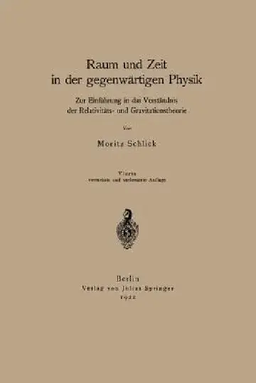 Cover of Raum Und Zeit in Der Gegenwärtigen Physik