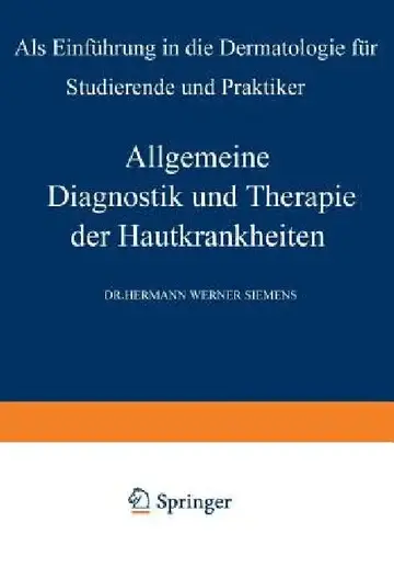 Cover of Allgemeine Diagnostik Und Therapie Der Hautkrankheiten