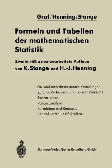 Cover of Formeln Und Tabellen Der Mathematischen Statistik