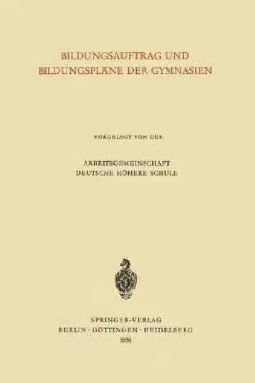 Cover of Bildungsauftrag Und Bildungspläne Der Gymnasien
