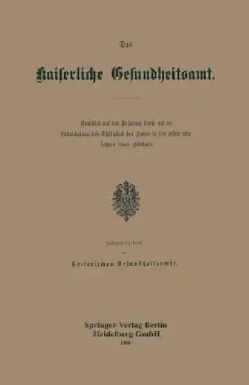 Cover of Das Kaiserliche Gesundheitsamt