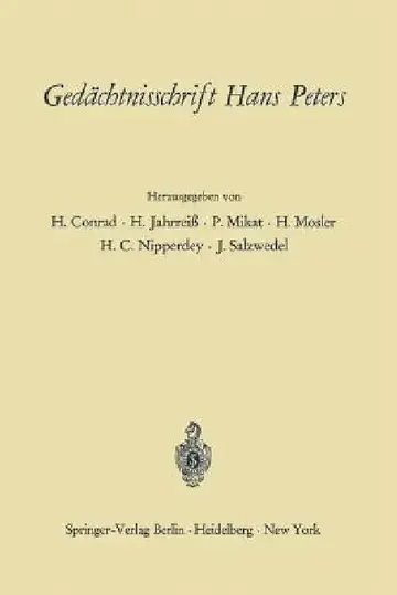 Cover of Gedächtnisschrift Hans Peters
