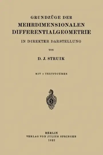 Cover of Grundzüge Der Mehrdimensionalen Differentialgeometrie