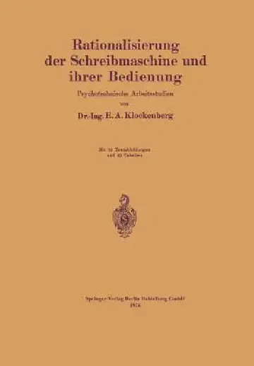 Cover of Rationalisierung Der Schreibmaschine Und Ihrer Bedienung