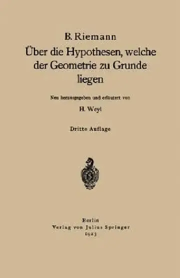 Cover of Über Die Hypothesen, Welche Der Geometrie Zu Grunde Liegen