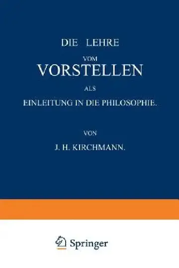 Cover of Die Lehre Vom Vorstellen ALS Einleitung in Die Philosophie