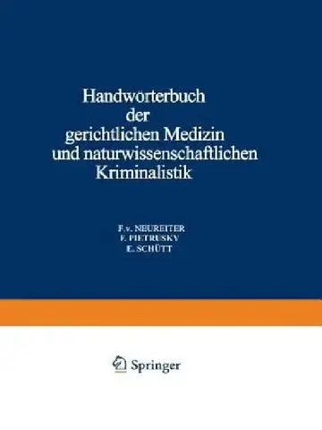 Cover of Handwörterbuch Der Gerichtlichen Medizin Und Naturwissenschaftlichen Kriminalistik