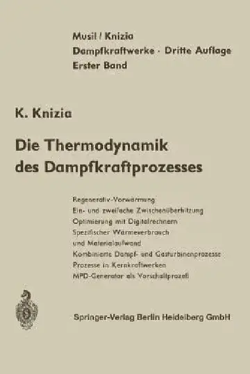 Cover of Die Thermodynamik Des Dampfkraftprozesses
