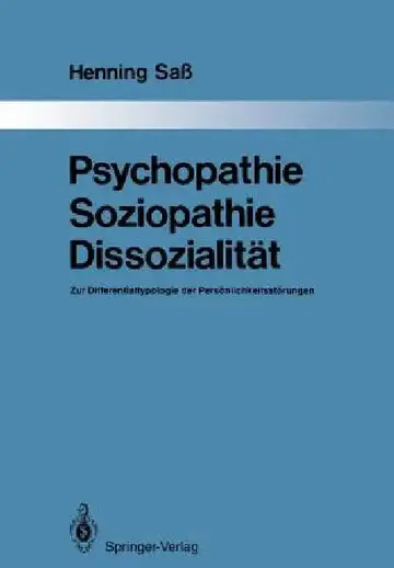 Cover of Psychopathie -- Soziopathie -- Dissozialität