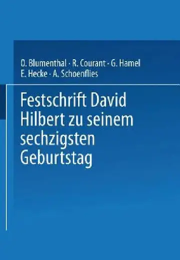 Cover of Festschrift David Hilbert Zu Seinem Sechzigsten Geburtstag Am 23. Januar 1922