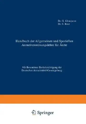 Cover of Handbuch Der Allgemeinen Und Speziellen Arzneiverordnungslehre Für Äzte