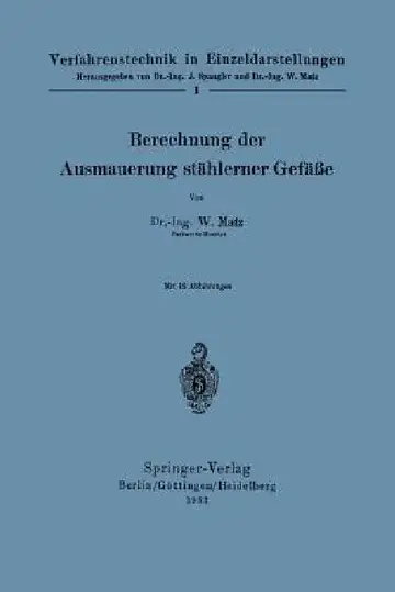 Cover of Berechnung Der Ausmauerung Stählerner Gefäße