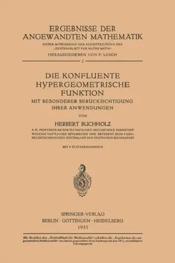 Cover of Die Konfluente Hypergeometrische Funktion