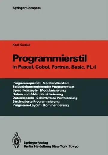 Cover of Programmierstil in Pascal, Cobol, Fortran, Basic, Pl/I