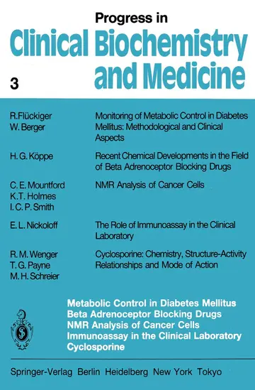 Cover of Metabolic Control in Diabetes Mellitus Beta Adrenoceptor Blocking Drugs Nmr Analysis of Cancer Cells Immunoassay in the Clinical Laboratory ... in Clinical Biochemistry and Medicine)