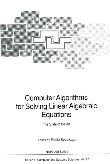 Cover of Computer Algorithms for Solving Linear Algebraic Equations