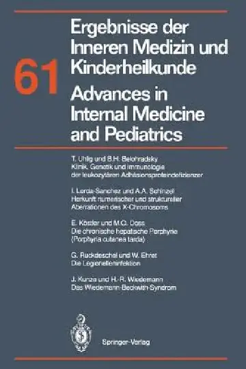 Cover of Ergebnisse Der Inneren Medizin Und Kinderheilkunde / Advances in Internal Medicine and Pediatrics