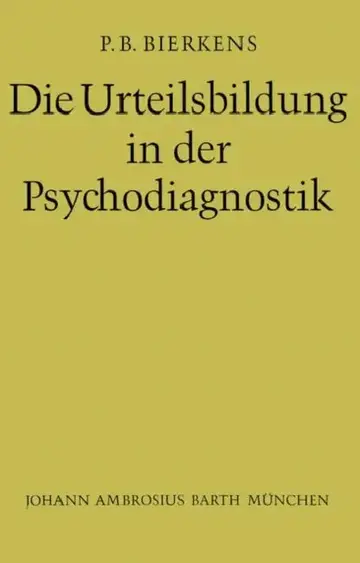 Cover of Die Urteilsbildung in Der Psychodiagnostik