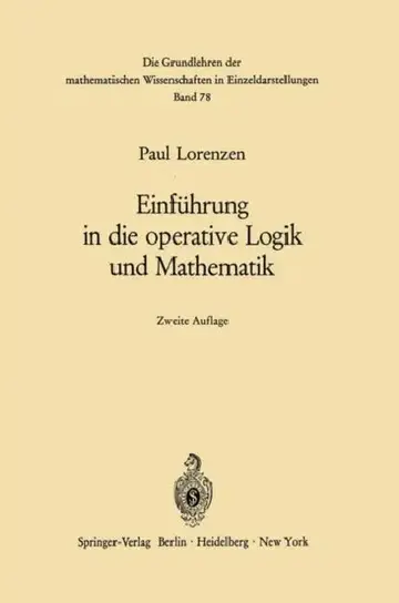 Cover of Einführung in Die Operative Logik Und Mathematik