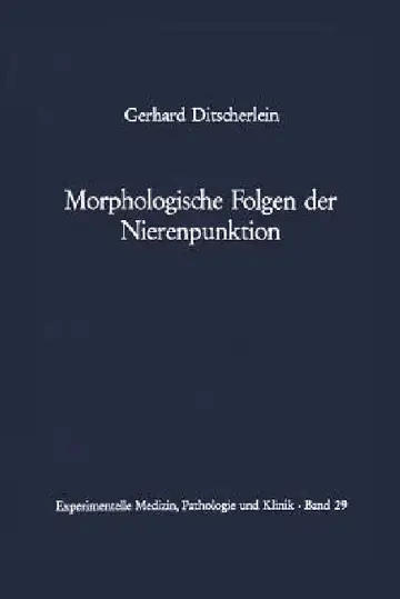 Cover of Morphologische Folgen Der Nierenpunktion