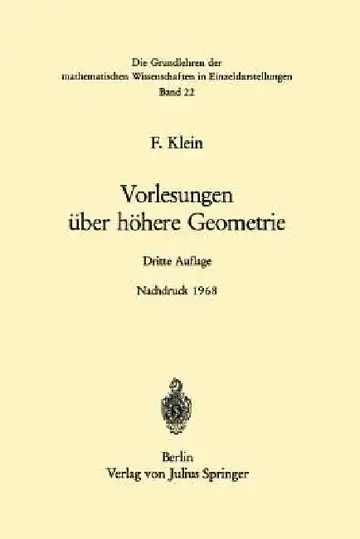 Cover of Vorlesungen Über Höhere Geometrie