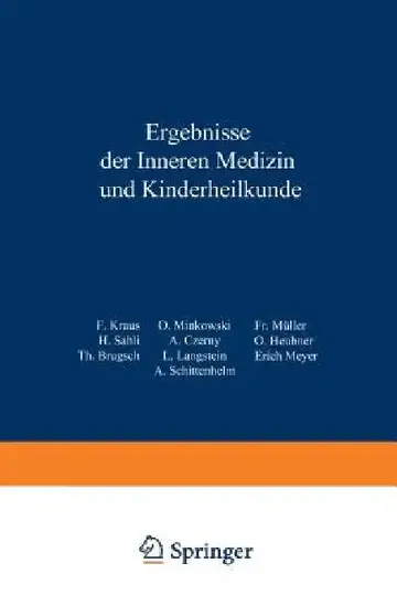 Cover of Ergebnisse Der Inneren Medizin Und Kinderheilkunde