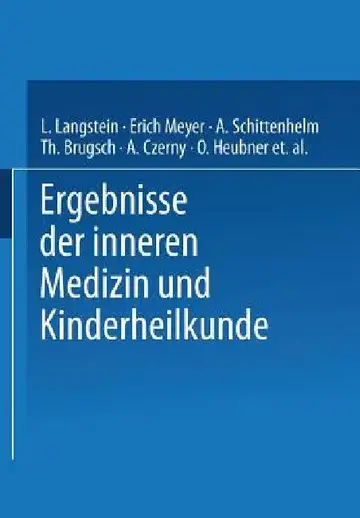 Cover of Ergebnisse Der Inneren Medizin Und Kinderheilkunde