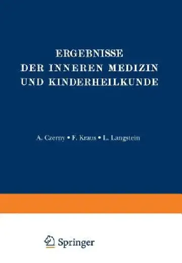 Cover of Ergebnisse Der Inneren Medizin Und Kinderheilkunde