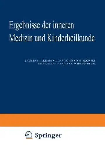 Cover of Ergebnisse Der Inneren Medizin Und Kinderheilkunde