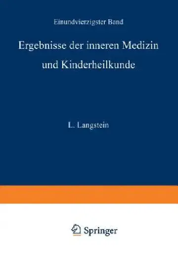 Cover of Ergebnisse Der Inneren Medizin Und Kinderheilkunde