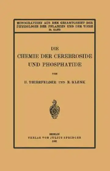 Cover of Die Chemie Der Cerebroside Und Phosphatide
