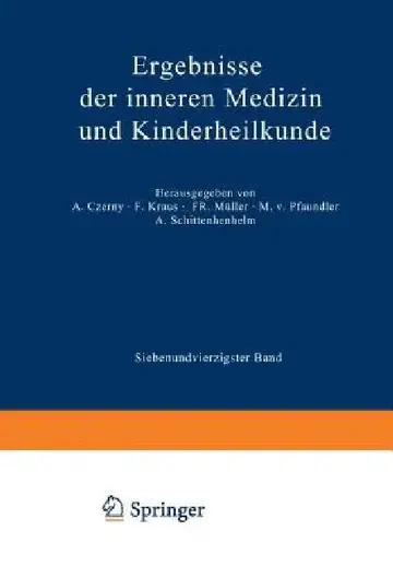 Cover of Ergebnisse Der Inneren Medizin Und Kinderheilkunde