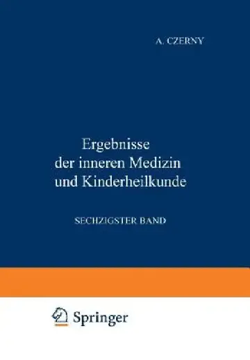 Cover of Ergebnisse Der Inneren Medizin Und Kinderheilkunde