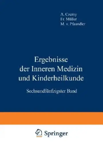Cover of Ergebnisse Der Inneren Medizin Und Kinderheilkunde