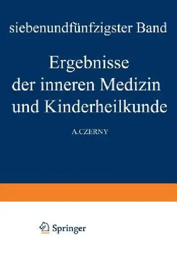 Cover of Ergebnisse Der Inneren Medizin Und Kinderheilkunde