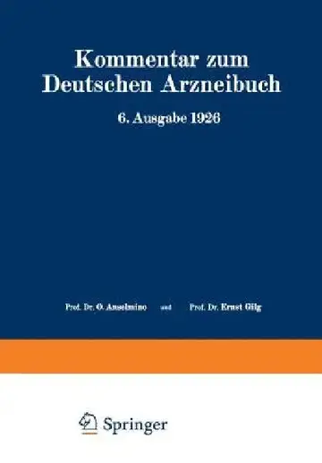 Cover of Kommentar Zum Deutschen Arzneibuch 6. Ausgabe 1926