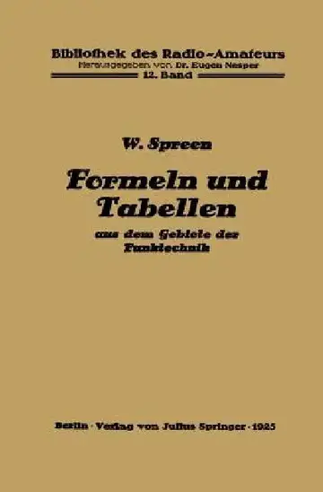 Cover of Formeln Und Tabellen Aus Dem Gebiete Der Funktechnik