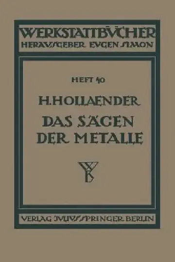 Cover of Das Sägen Der Metalle