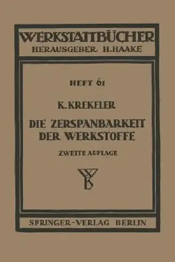 Cover of Die Zerspanbarkeit Der Werkstoffe