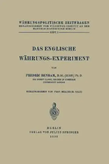 Cover of Das Englische Währungs-Experiment