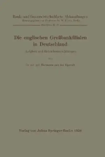 Cover of Die Englischen Großbankfilialen in Deutschland