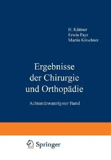 Cover of Ergebnisse Der Chirurgie Und Orthopädie
