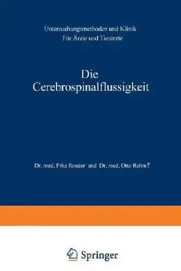 Cover of Die Cerebrospinalflüssigkeit