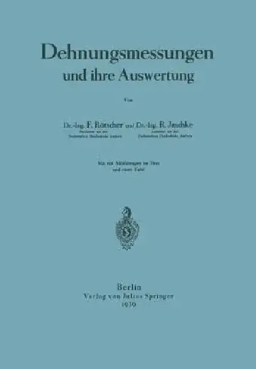 Cover of Dehnungsmessungen Und Ihre Auswertung