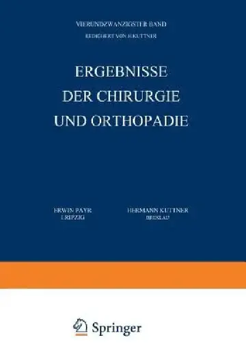 Cover of Ergebnisse Der Chirurgie Und Orthopädie