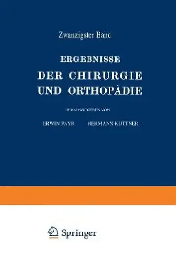 Cover of Ergebnisse Der Chirurgie Und Orthopädie