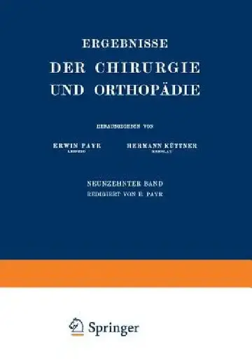 Cover of Ergebnisse Der Chirurgie Und Orthopädie