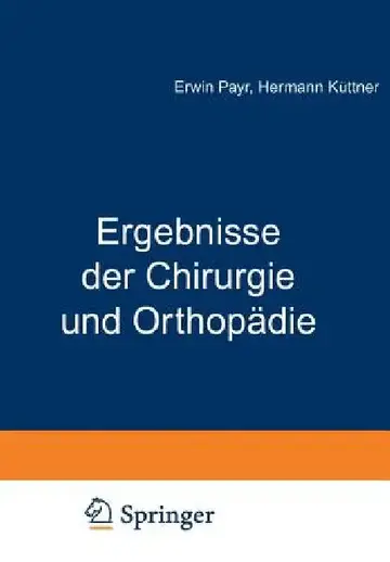 Cover of Ergebnisse Der Chirurgie Und Orthopädie